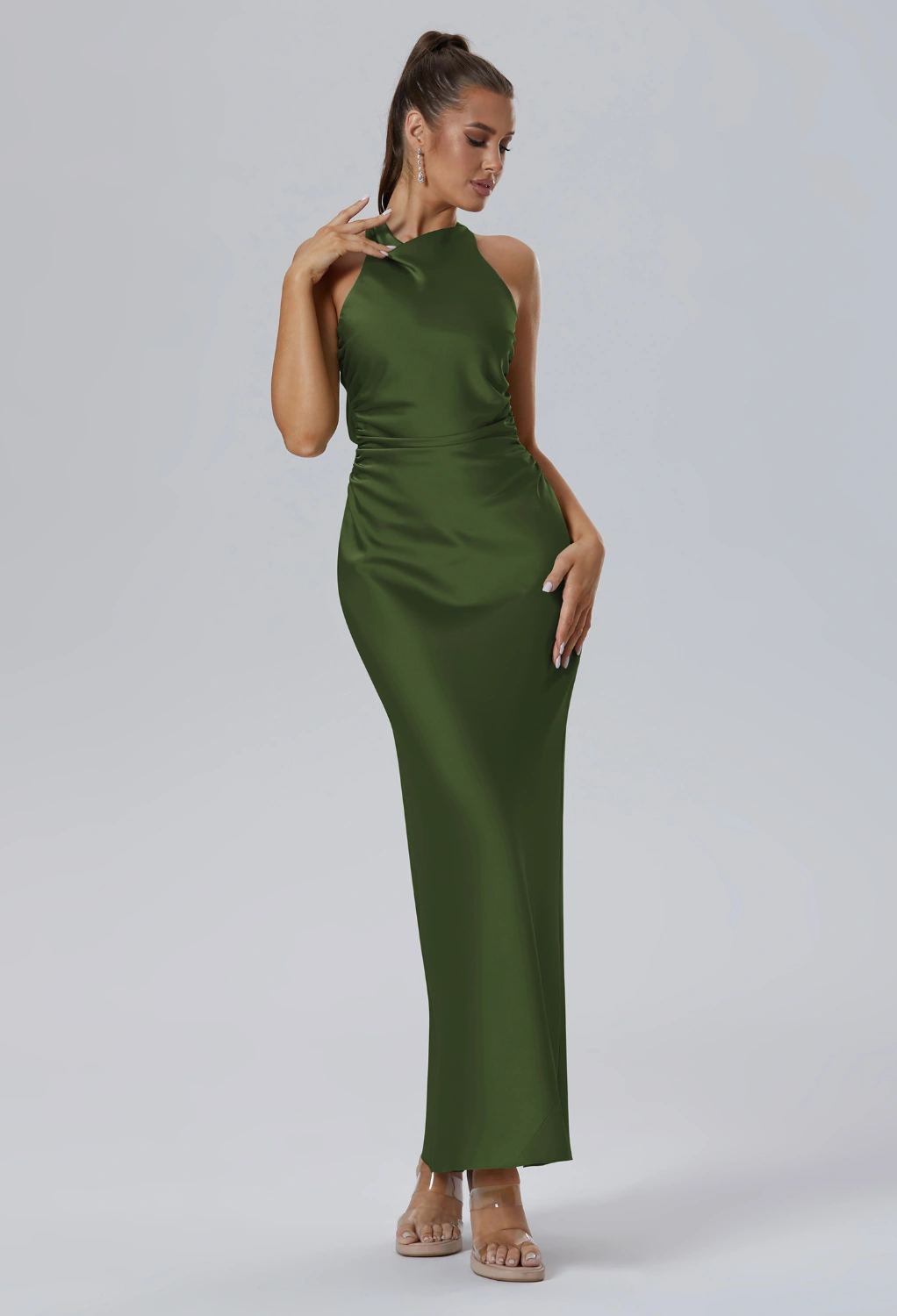 AW Teigne Green Olive  Floral Bridesmaid Dresses